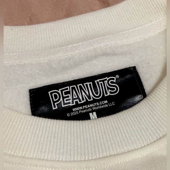 Peanuts Softest Off-White Snoopy Woodstock Heart Sweatshirt NWOT Oversized M - Picture 9 of 16